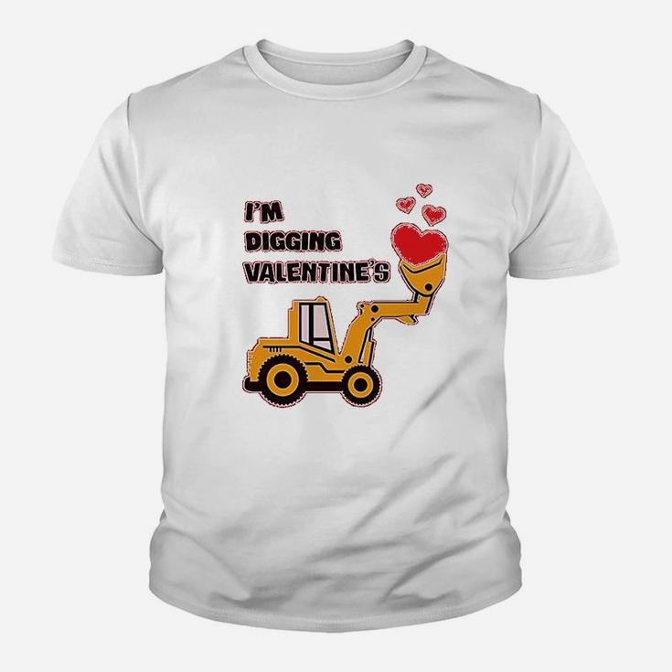 I Am Digging Valentines Gift For Tractor Loving Boys Toddler Infant Kids Kid T-Shirt