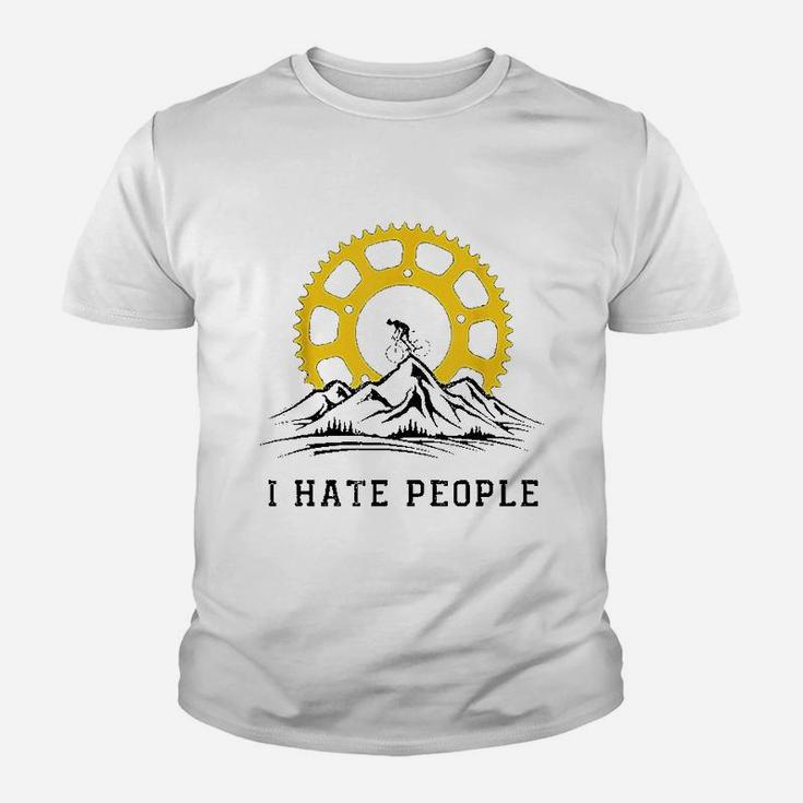 I Hate People Cycling Downhill Mountain Biking Kid T-Shirt
