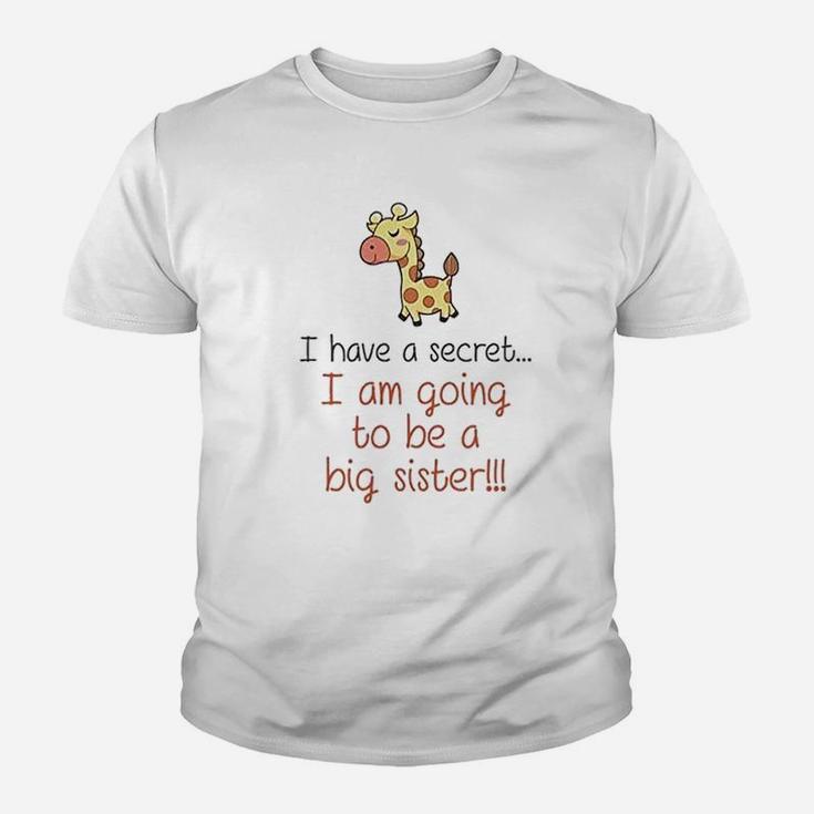 I Have A Secret I Am Going To Be A Big Sister Giraffe Baby Kid T-Shirt
