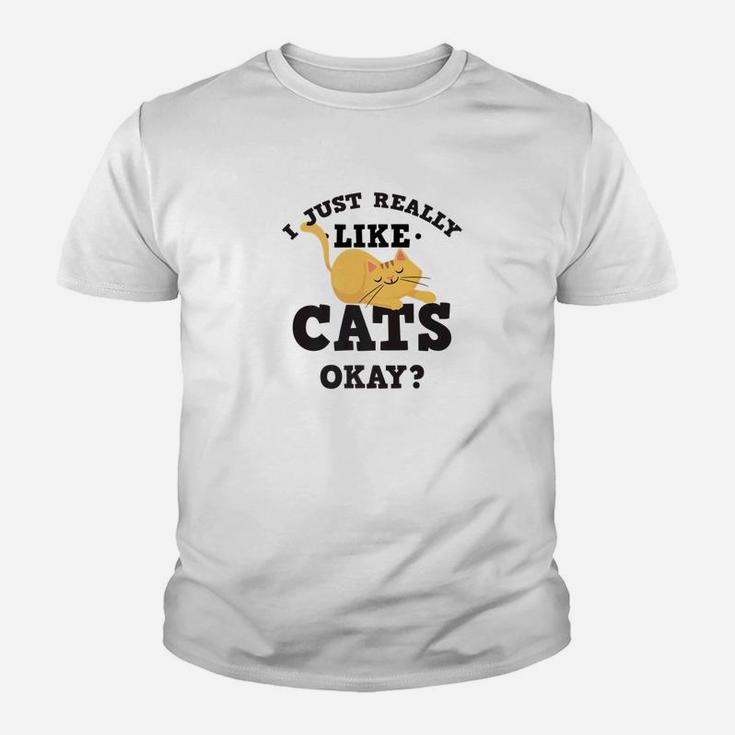 I Just Really Like Cats Funny Quote For Cat Lovers Kid T-Shirt