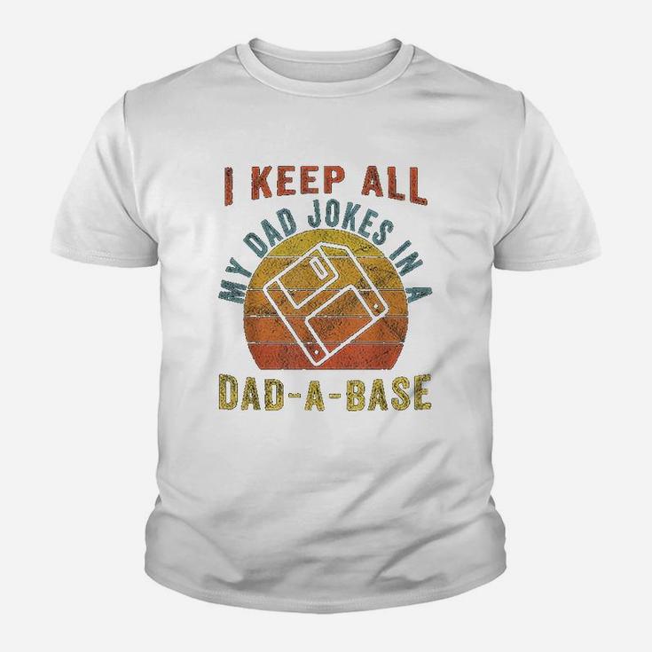 I Keep All My Dad Jokes In A Dad-a-base Vintage Father Dad Kid T-Shirt