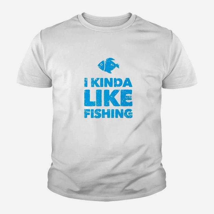 I Kinda Like Fishing Funny Fisherman Fathers Day Retirement Premium Kid T-Shirt