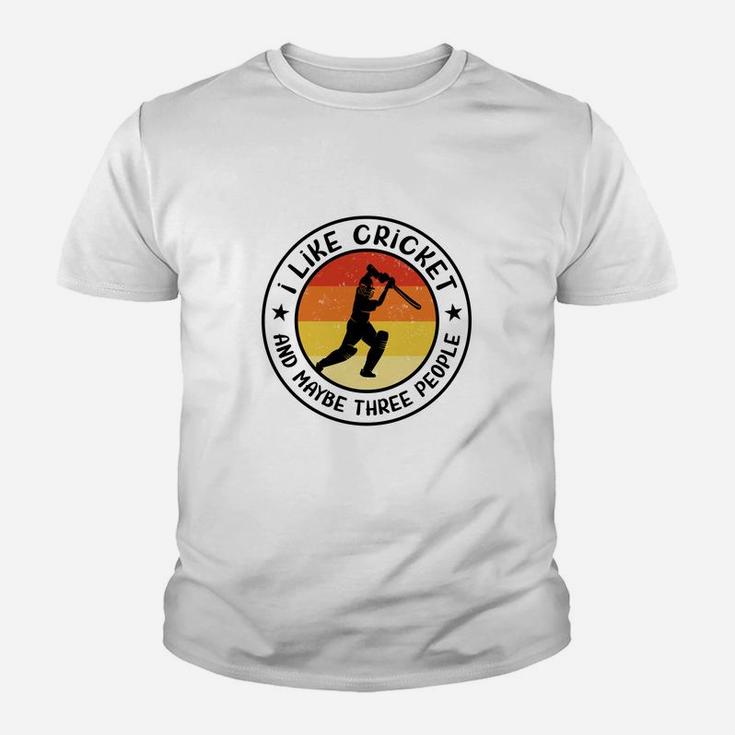 I Like Cricket And Maybe Three People Cricket Retro Sunset 70s Vintage Kid T-Shirt
