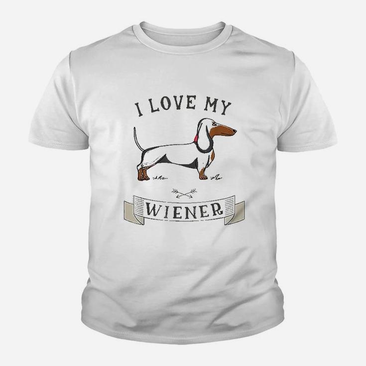 I Love My Dachshund Weiner Dog Funny Dachshund Kid T-Shirt
