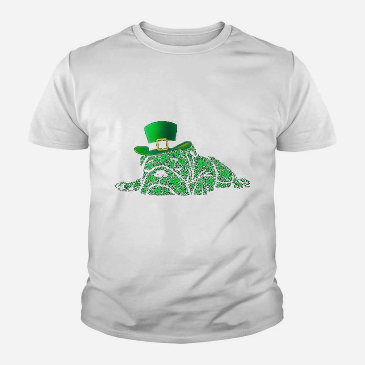 Irish English Bulldog Shamrocks Green Hat St Patricks Day Kid T-Shirt