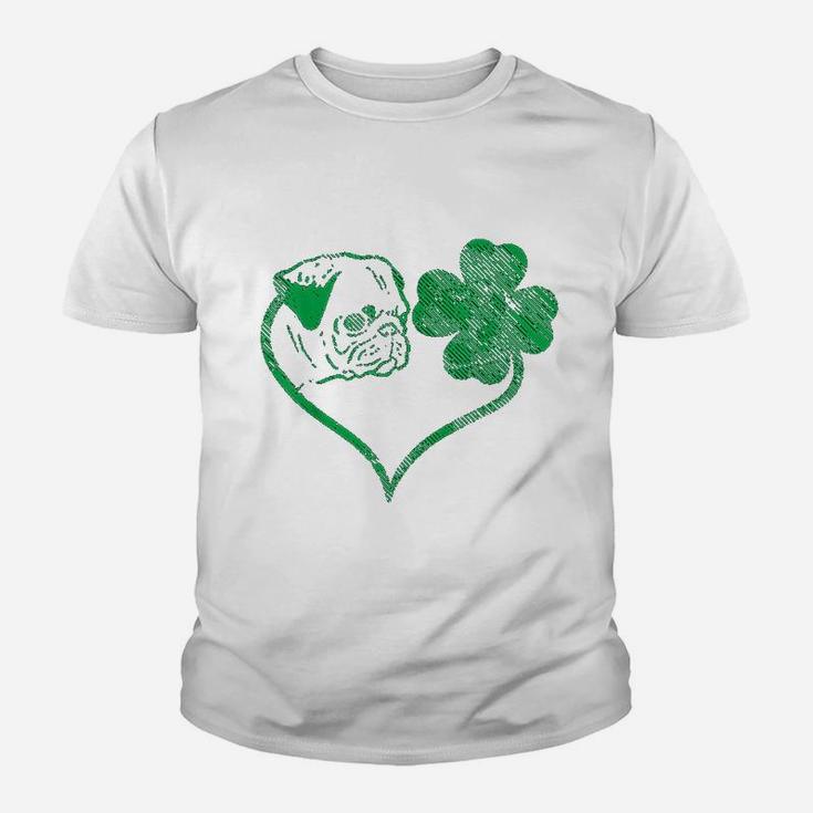 Irish Pug Face Shamrock Clover St Patricks Day Kid T-Shirt