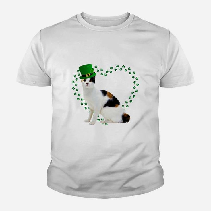 Japanese Bobtail Heart Paw Leprechaun Hat Irish St Patricks Day Gift For Cat Lovers Kid T-Shirt