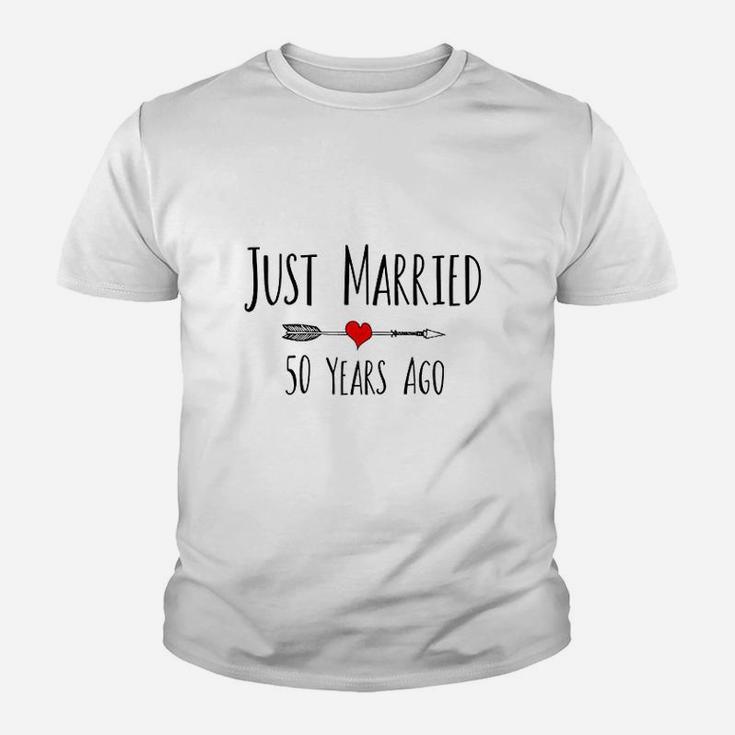 Just Married 50 Years Ago Husband Wife 50th Anniversary Gift Kid T-Shirt