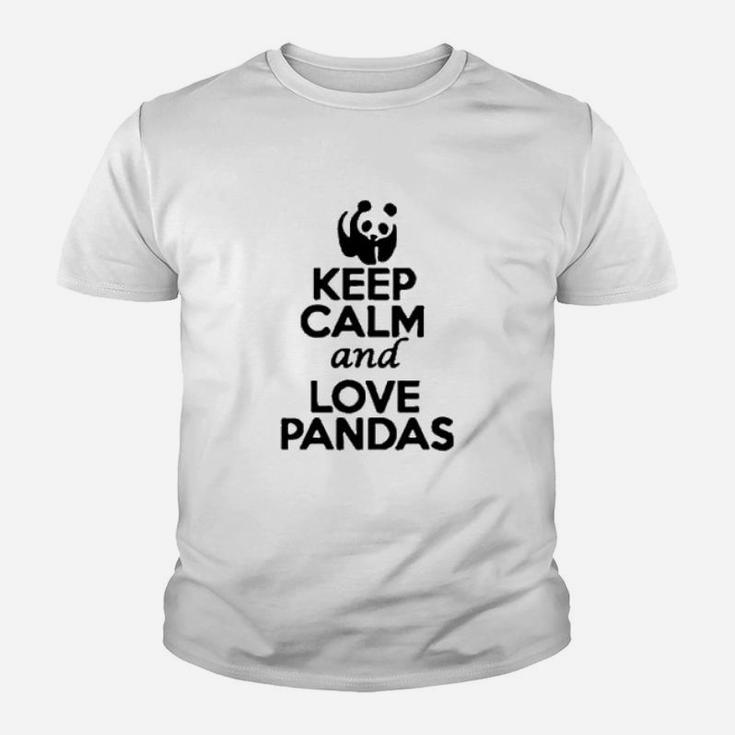 Keep Calm And Love Pandas Cute Bear Animal Lover Kid T-Shirt