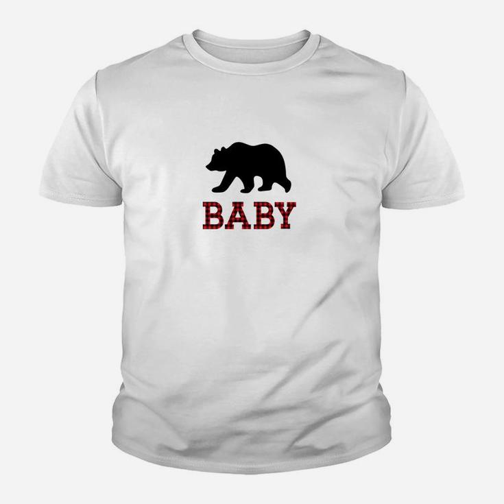 Kids Baby Bear Matching Red Buffalo Christmas Kid T-Shirt