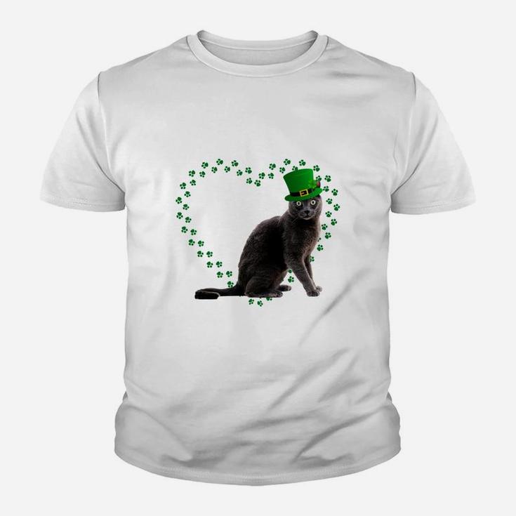 Korat Heart Paw Leprechaun Hat Irish St Patricks Day Gift For Cat Lovers Kid T-Shirt