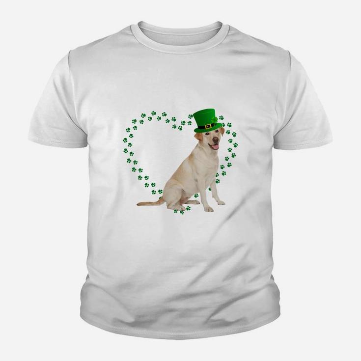 Labrador Retriever Heart Paw Leprechaun Hat Irish St Patricks Day Gift For Dog Lovers Kid T-Shirt