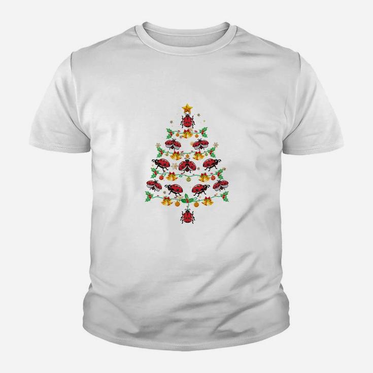 Ladybug Xmas Tree Lights Insect Entomologist Ugly Christmas Kid T-Shirt