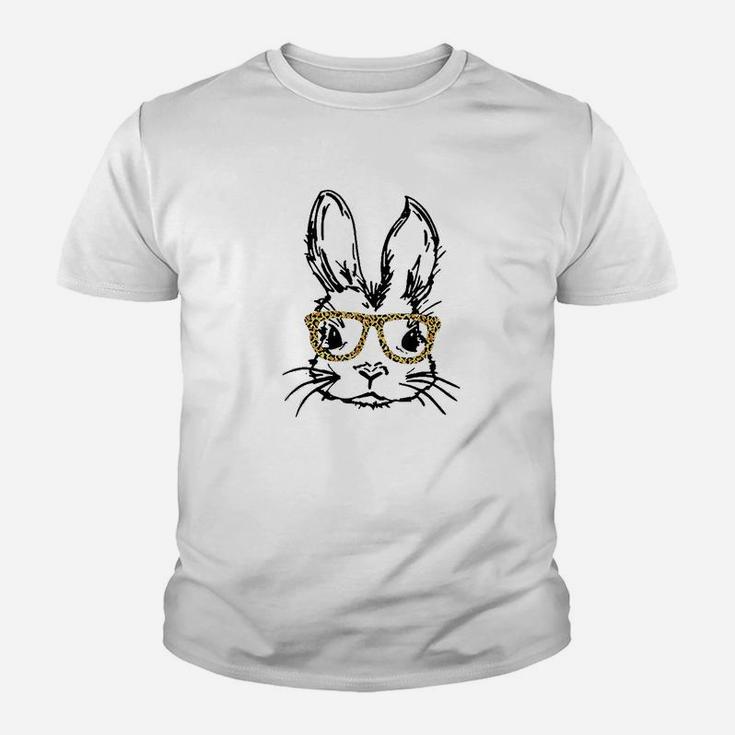Leopard Bunny Easter Day Glasses Eggs Easter Kid T-Shirt