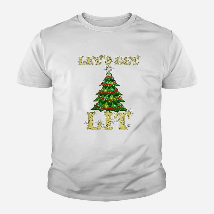 Lets Get Lit Drinking Funny Christmas Kid T-Shirt
