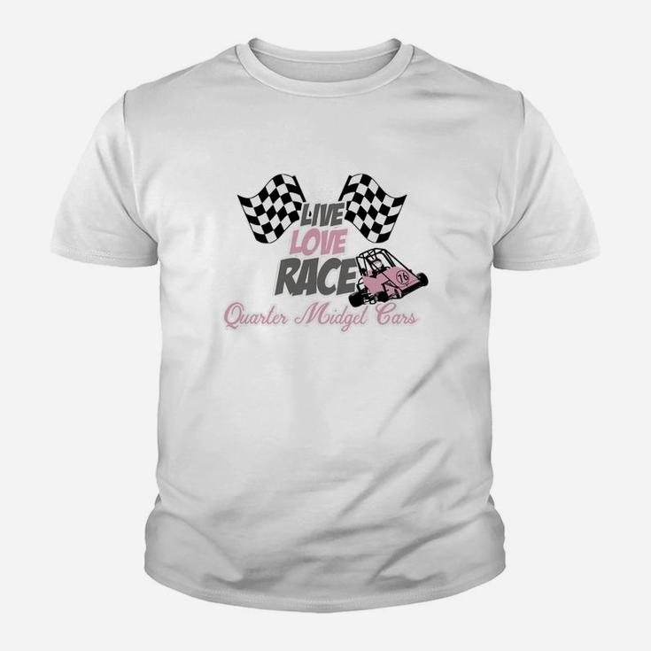 Live Love Race Quarter Midget Cars Shirt Pink Gray Grey Kid T-Shirt