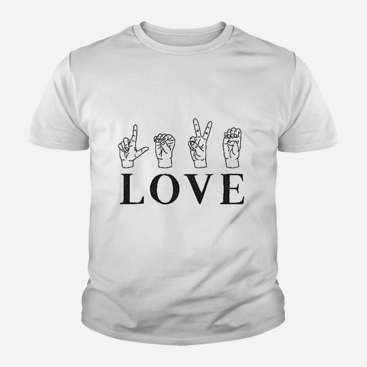 Love Sign Language Cute Asl Valentine's Day Kid T-Shirt