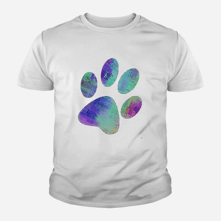 Loves Dogs Cats Animals Paw Print Animal Lover Rainbow Art Kid T-Shirt
