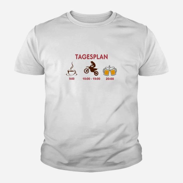 Lustiges Herren Kinder Tshirt Tagesplan: Kaffee, Arbeit, Bier – Weiß