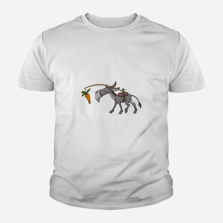 Lustiges Roboter-Einhorn Kinder Tshirt mit Karottenrakete - Weiß, Einzigartiges Design