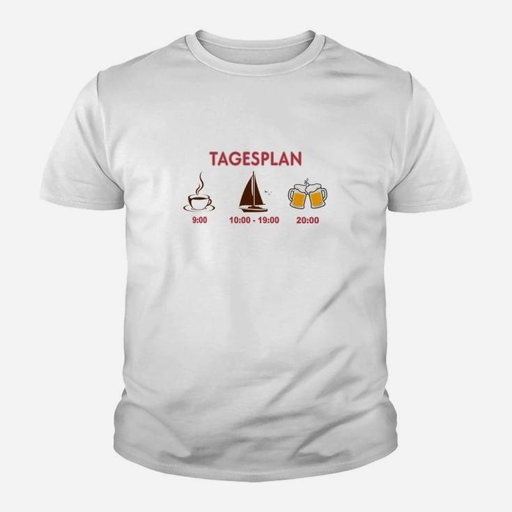 Lustiges Tagesplan Kinder Tshirt: Kaffee, Segeln, Bier Motive