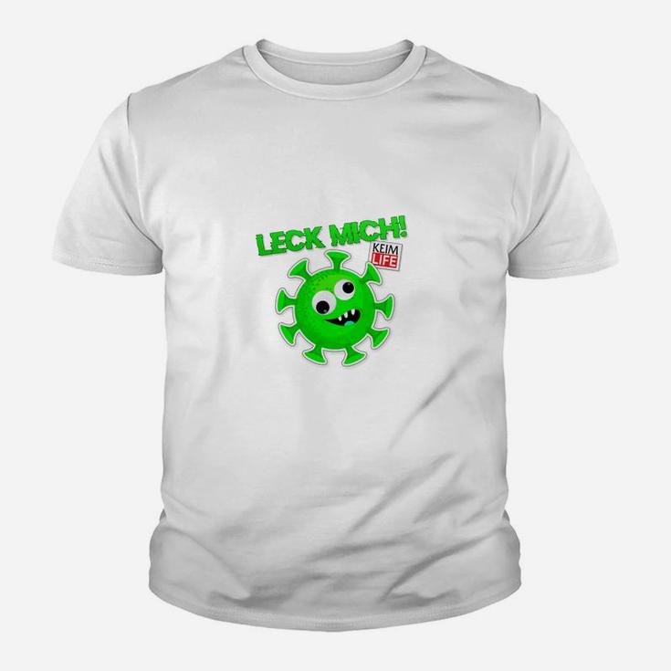 Lustiges Virus-Motto Kinder Tshirt Leck mich am Ärmel, Cartoon-Design