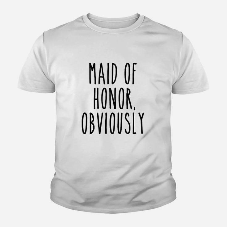 Maid Of Honor Obviously Funny Wedding Bridesmaid Cute Gift Kid T-Shirt