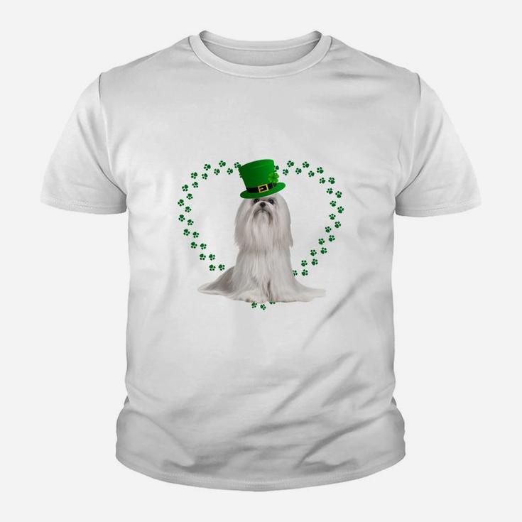 Maltese Heart Paw Leprechaun Hat Irish St Patricks Day Gift For Dog Lovers Kid T-Shirt