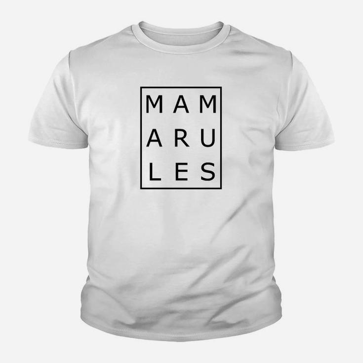 MAMARULES Weißes Kinder Tshirt, Schwarz Schriftzug Tee für Mütter