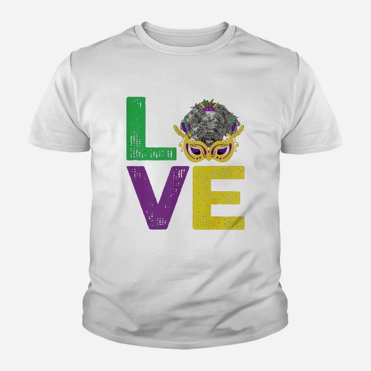 Mardi Gras Fat Tuesday Costume Love Portuguese Water Dog Funny Gift For Dog Lovers Kid T-Shirt