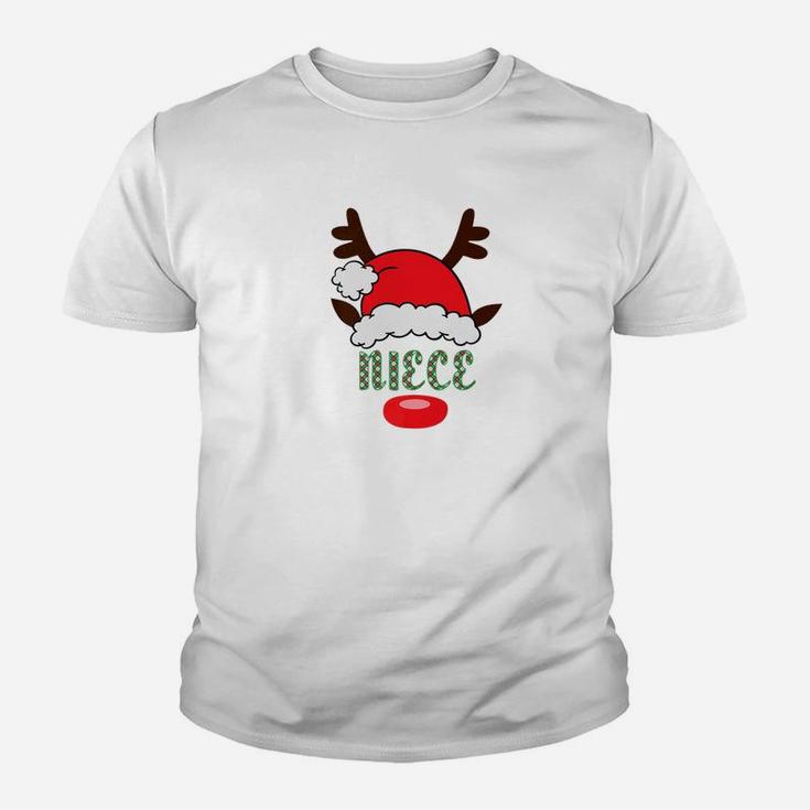 Matching Family Santa Hat With Reindeer Antlers Niece Kid T-Shirt