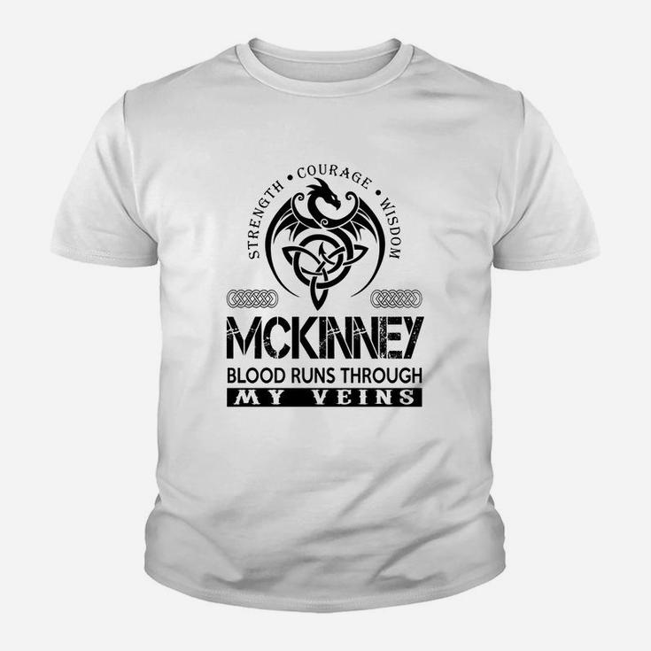 Mckinney Shirts - Mckinney Blood Runs Through My Veins Name Shirts Kid T-Shirt