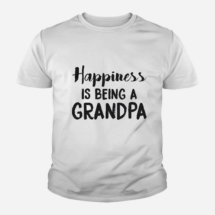 Mens Happiness Is Being A Grandpa Funny Papa Family Graphic Fathers Day Kid T-Shirt