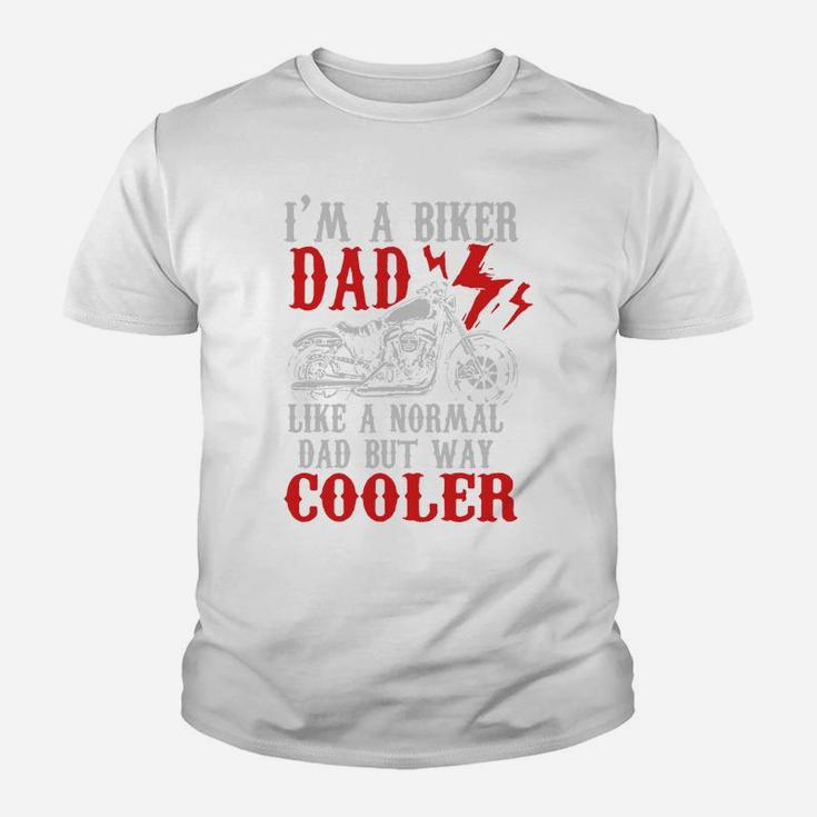 Mens Im A Biker Dad But Way Cooler Motorcycle Fathers Day Gift Hobby Shirt Kid T-Shirt