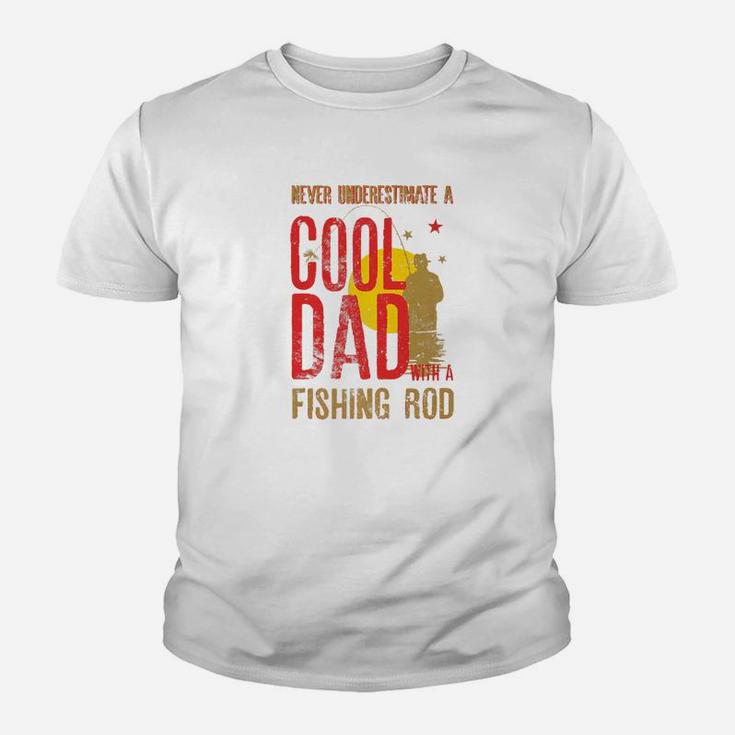 Mens Never Underestimate A Cool Dad With A Fishing Rod Gift Premium Kid T-Shirt