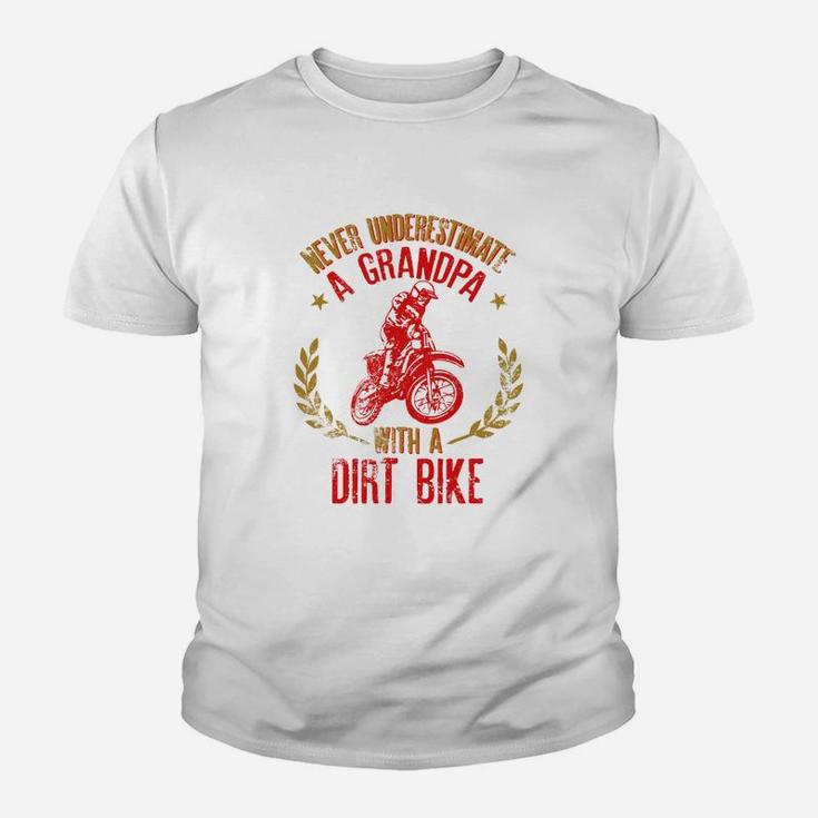 Mens Never Underestimate A Grandpa With A Dirt Bike Gift For Dads Kid T-Shirt
