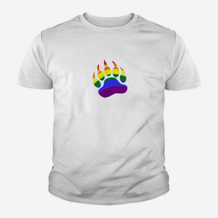 Mens Rainbow Daddy Bear Cub Paw Print Lgbt Pride Kid T-Shirt