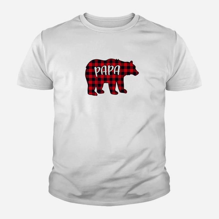Mens Red Plaid Papa Bear Matching Buffalo Family Christmas Gift Kid T-Shirt