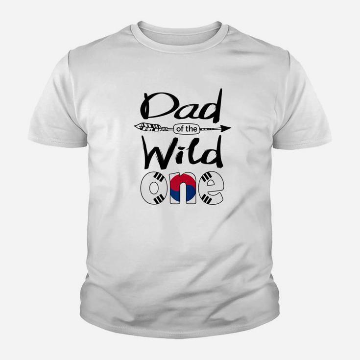 Mens White Korean Dad Of The Wild One Birthday South Korea Flag Premium Kid T-Shirt