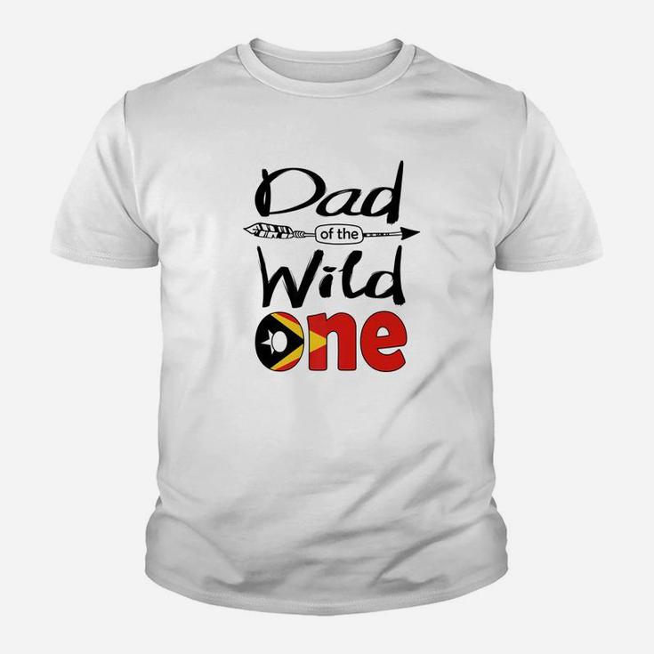 Mens White Timorese Dad Of The Wild One Birthday Timorleste Flag Premium Kid T-Shirt