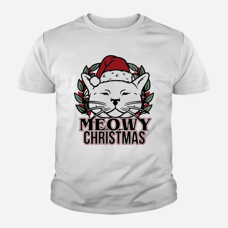 Meowy Christmas Cat Kid T-Shirt