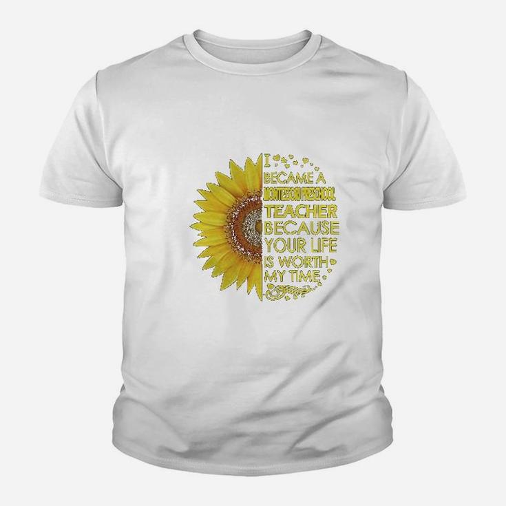 Montessori Preschool Teacher Sunflower Kid T-Shirt