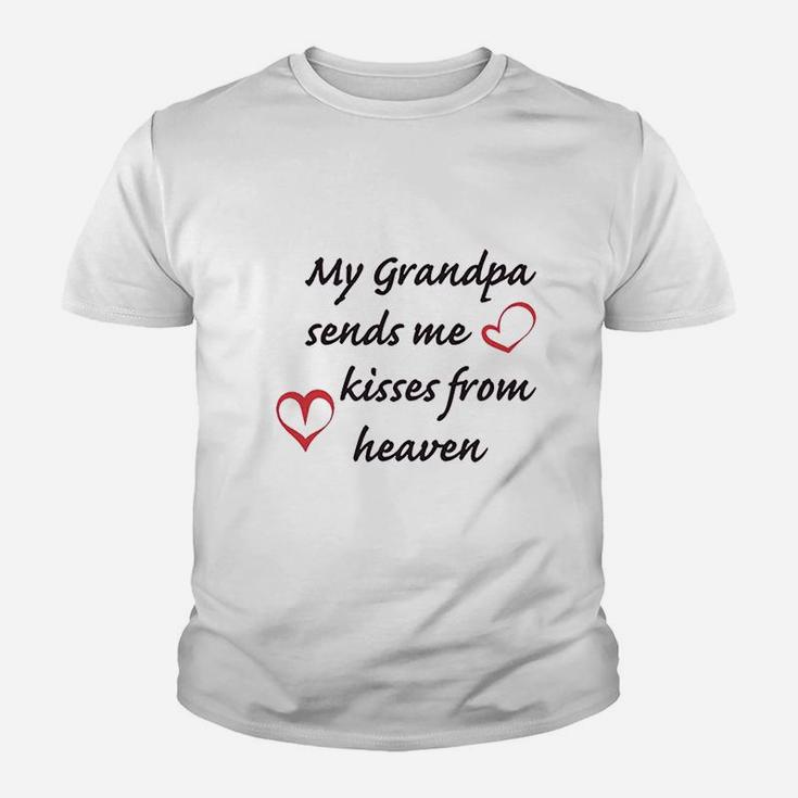 My Grandpa Sends Me Kisses From Heaven Grandfather Kid T-Shirt