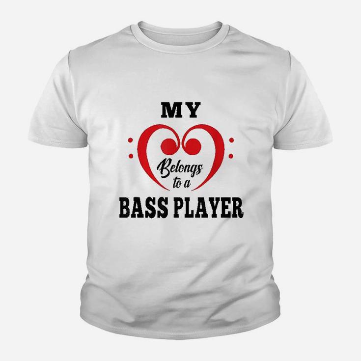 My Heart Belongs To A Bass Player Couple Gift Kid T-Shirt