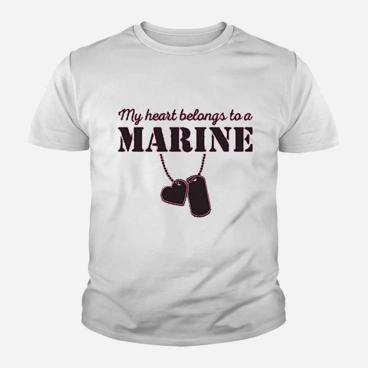My Heart Belongs To A Marine Kid T-Shirt