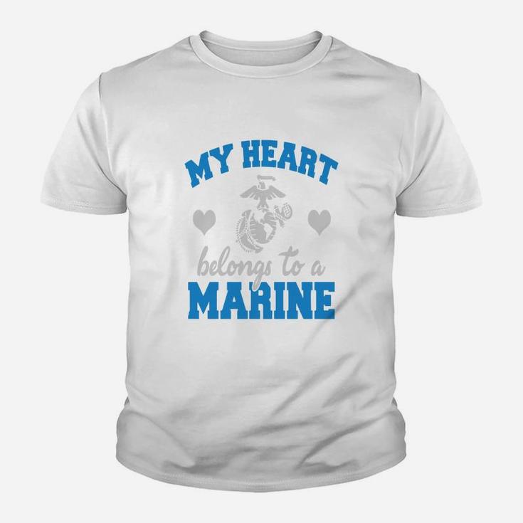 My Heart Belongs To A Marine Marine Kid T-Shirt