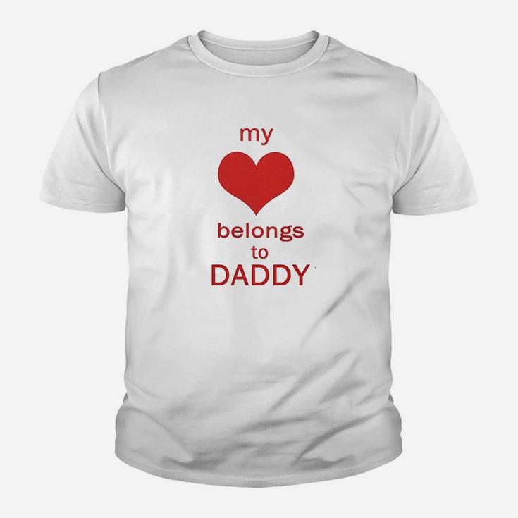 My Heart Belongs To Daddy White Puppy Dog Kid T-Shirt