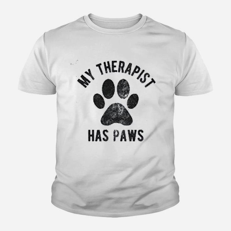 My Therapist Has Paws Funny Pet Puppy Kid T-Shirt