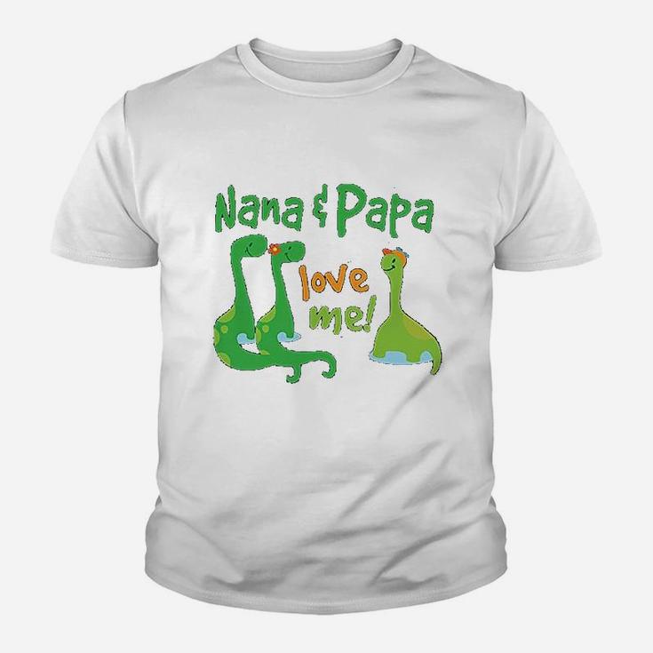 Nana Papa Love Me Grandchild Dinosaur Kid T-Shirt