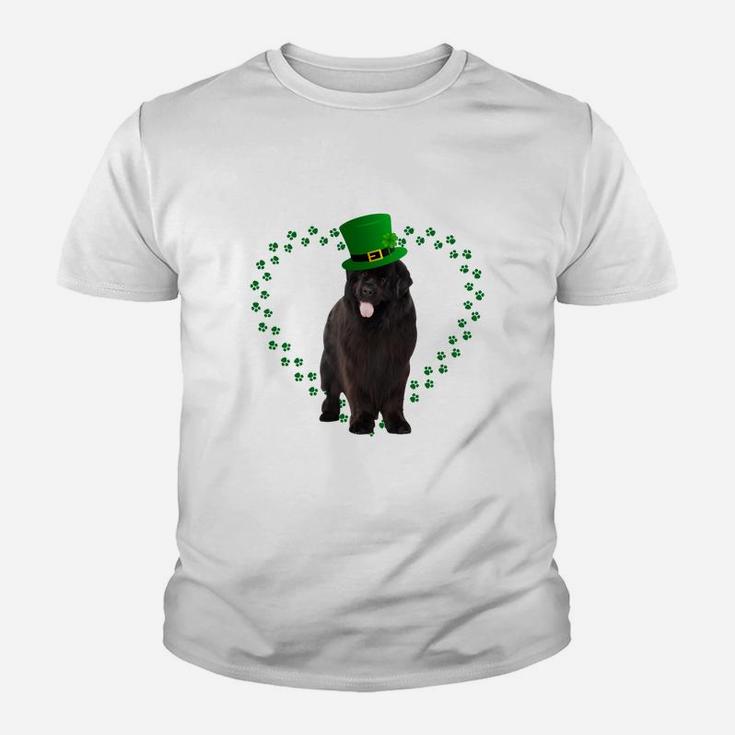 Newfoundland Heart Paw Leprechaun Hat Irish St Patricks Day Gift For Dog Lovers Kid T-Shirt